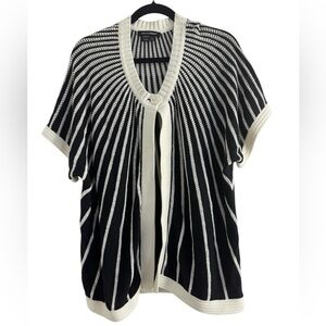 Colette Mordo Black and White Striped Knit Cardigan Size XL